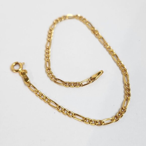 VTG 1.20g 14K Gold 753 AR Figaro Style Bracelet Made in Italy Mint Condition - Picture 1 of 14